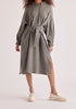 Paisie Belted Hoodie Dress in Grey